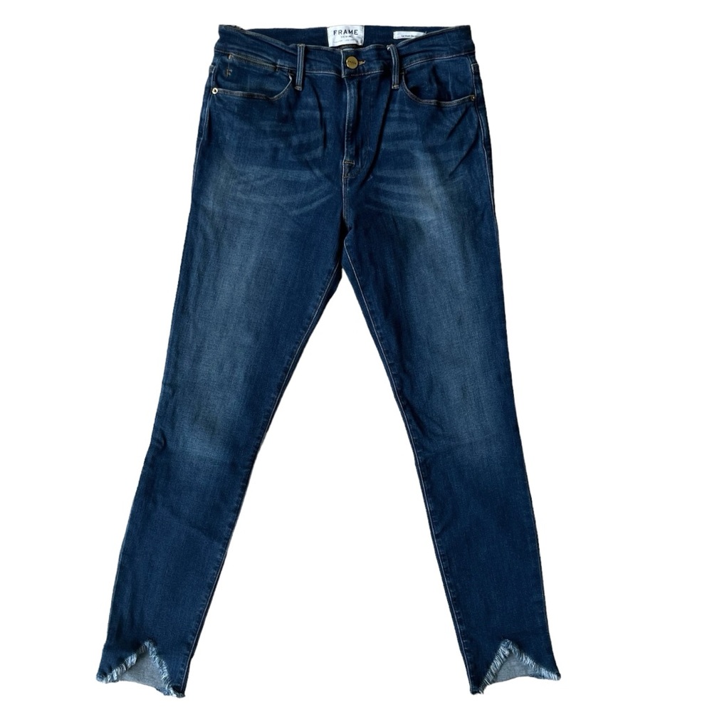 Frame Le High Skinny Sulham Jeans Triangle Asymmetrical Raw Hem